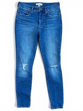 Madewell 9” Mid Rise Skinny Jeans Size 27 Distressed Knee Medium Wash